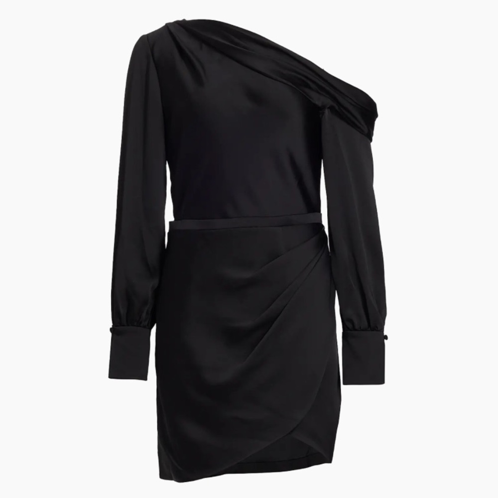 New SIMKHAI Cameron Asymmetrical Long Sleeve Minidress Size 10